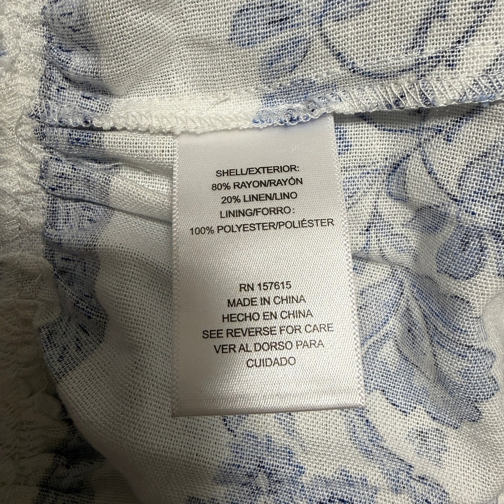 Calypso St. Barth Maxi Dress Medium Blue White Floral Linen Blend Coastal Resort - Picture 7 of 12